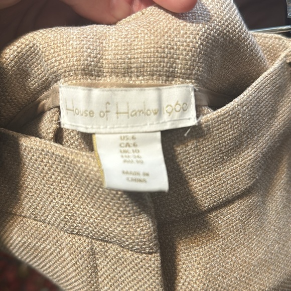 HOUSE OF HARLOW 1960 Tan Wide Leg Trouser Pants 8 - Picture 5 of 5